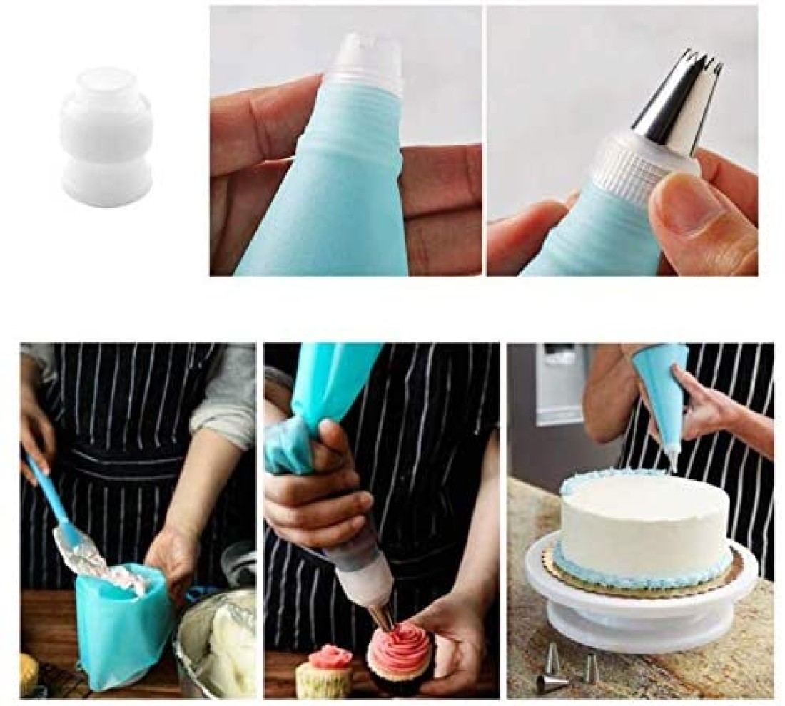 Cake Decorating Supplies,21pcs Cake Decorating Kit with Cake Rotating Turntable, Icing Spatulas,Cake Scrappers, Cake Cutter, Piping Nozzles,Pastry Bag,Piping Tip Couplers