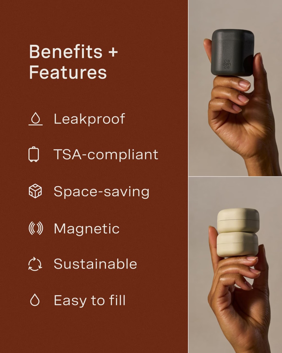 CadenceTravel Containers Daily Routine Capsule Set Magnetic Travel Capsules For Shampoo Conditioner Body Wash Pills and More 4 Flex Mediums 132oz 3 Flex Smalls 056oz Petal