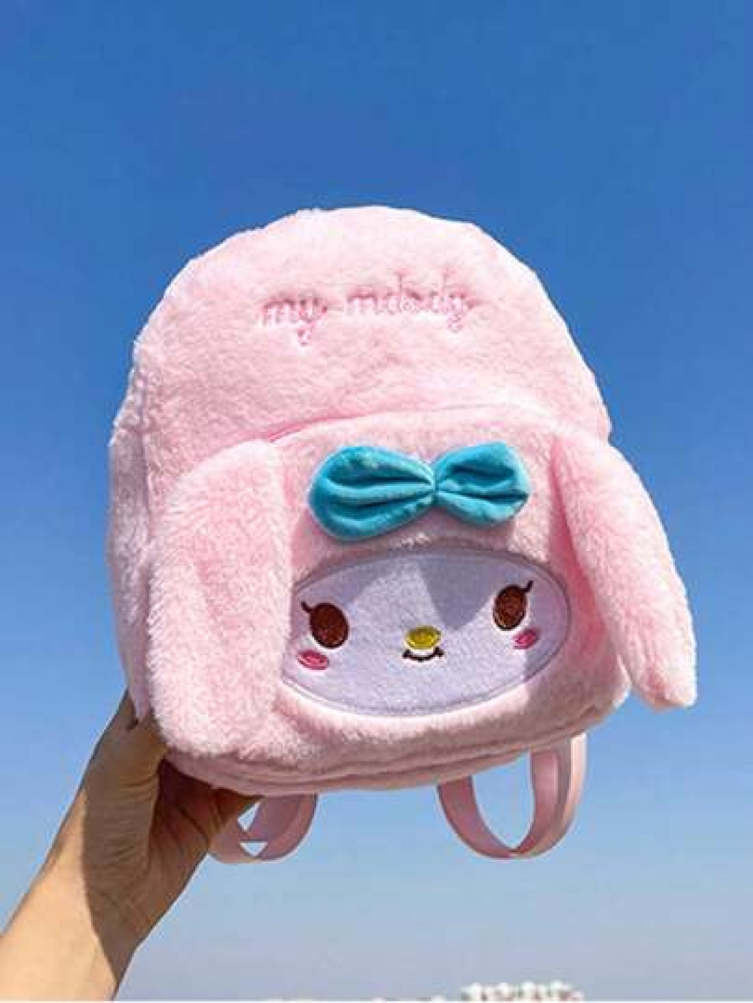 Sanrio حقيبة مدرسية صغيرة لأطفال كارتون Kuromi و Melody من سانريو، ظهر كرتوني لطيف من القطيفة