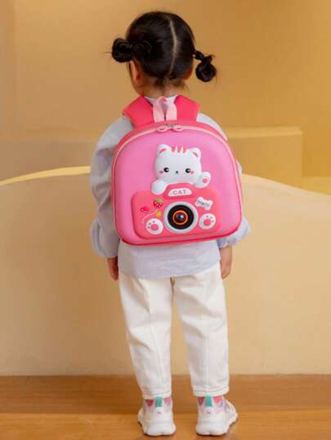 Kitten Camera Children s Backpack Fashion Casual Small Bag Happy School Schoolbag Girls Cute Backpack