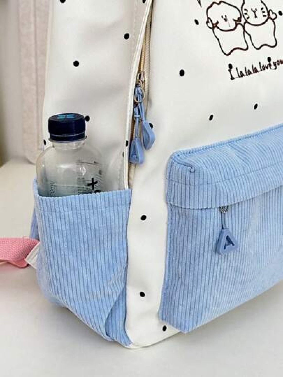 1pc New Fashion Color Block Student Backpack Cartoon Cute Casual Everyday Outdoor Bookbag Without Pendant