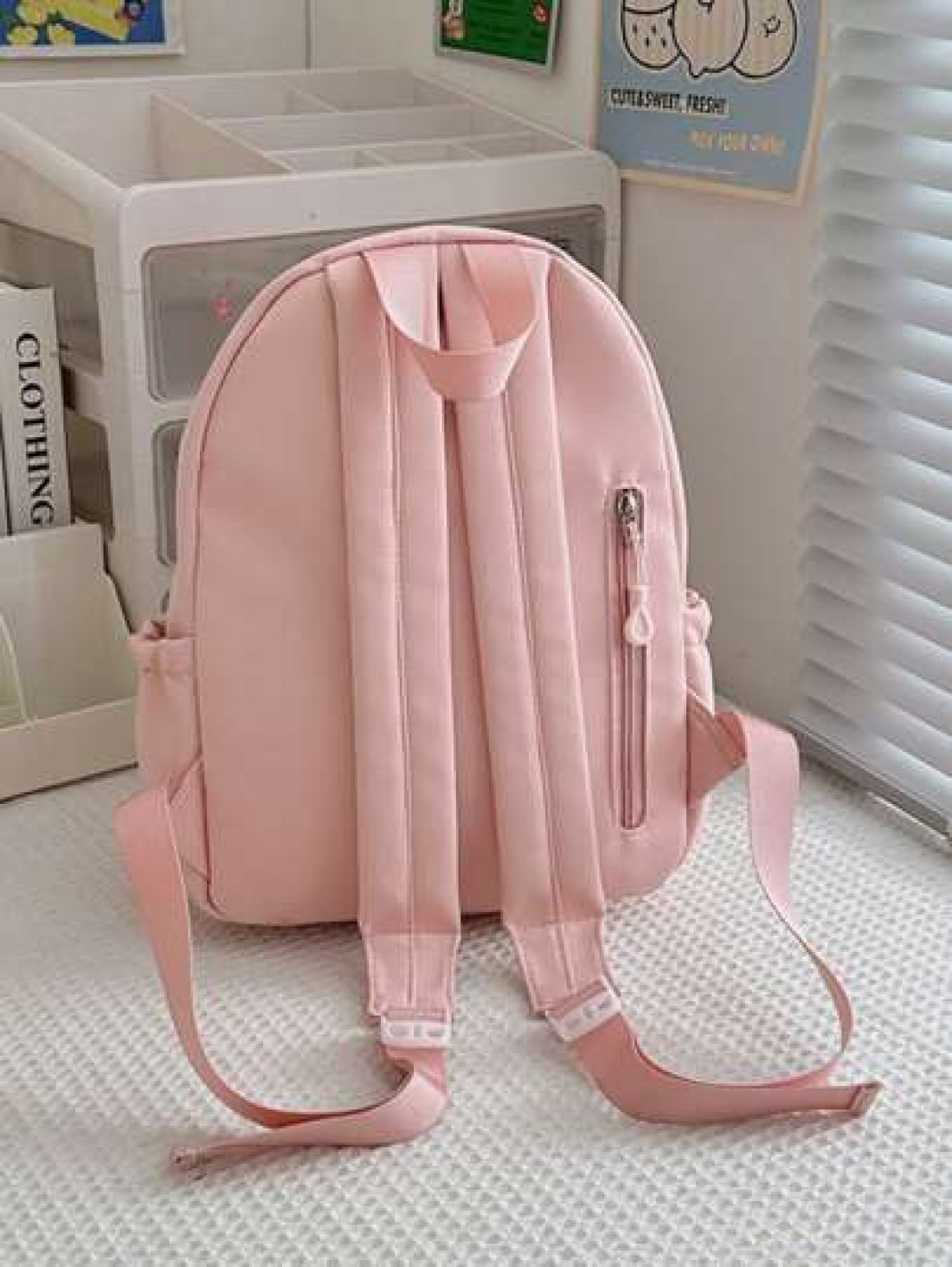 1pc New Fashion Student Backpack Versatile Cute Rabbit Ear Design Nylon Waterproof Large Capacity Rucksack No Pendant