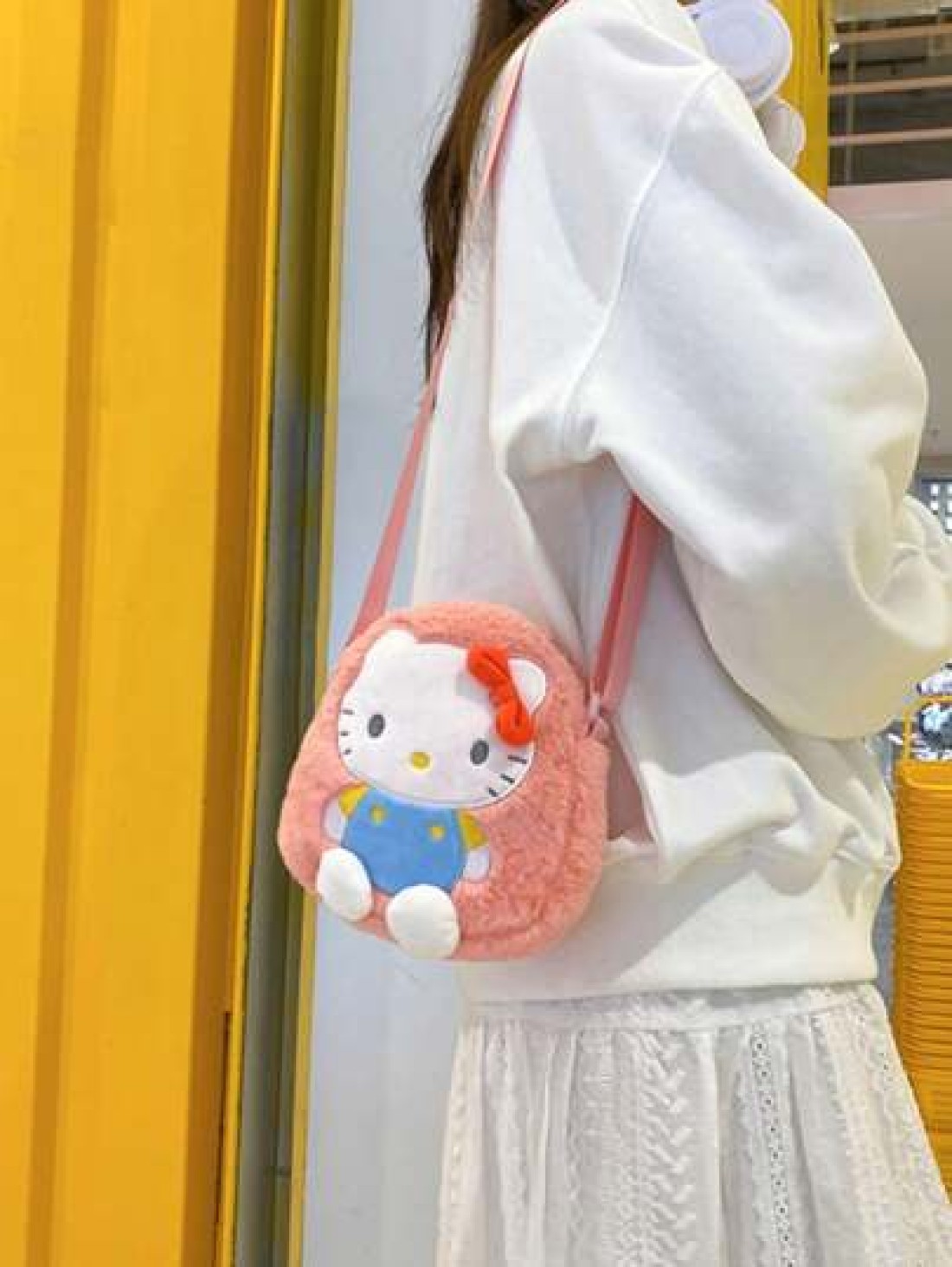 Sanrio 1 قطعة شخصية Sanrio وحقيبة كتف قطع كرتونية للوجبات الخفيفة 1 قطعة، حقيبة ظهر كتف متنوعة لسيدات على شكل قطة KT