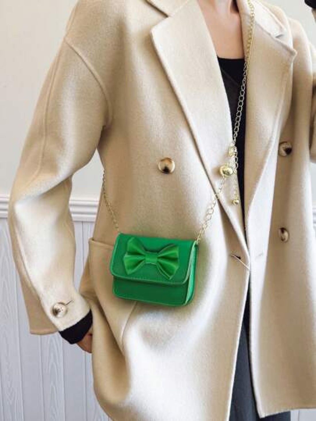 Fashionable Structured PU Shoulder Bag For Girls Cute Bow Decor Mini Square Crossbody Bag Flap Cover Coin Pouch