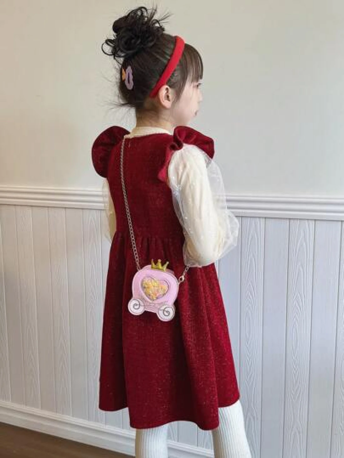 حقيبة كتف من الجلد الاصطناعي PU للبنات على شكل تيجان الأميرات الكرتونية