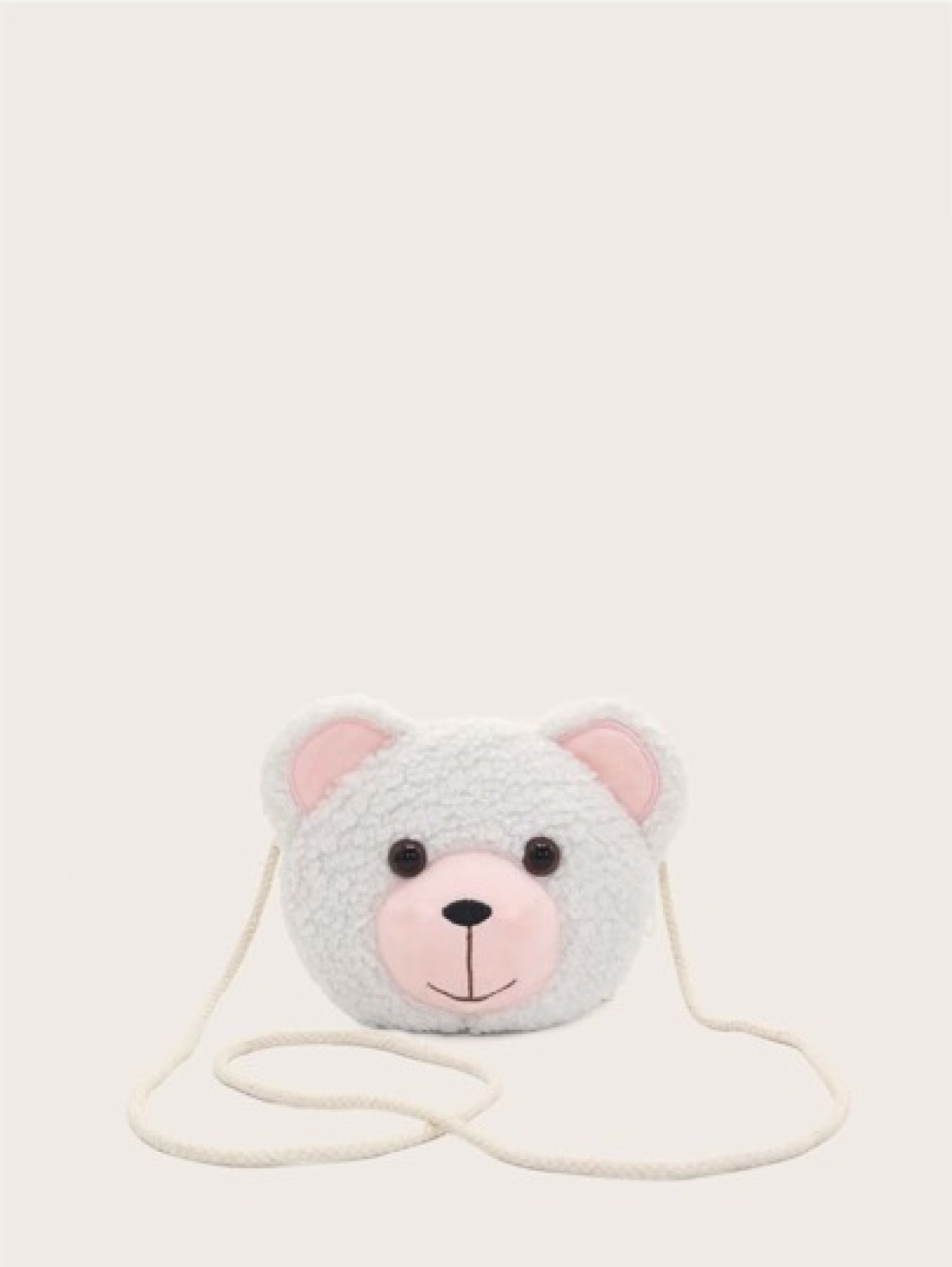1pc Plush White Bear Shoulder Bag With Zipper Closure Suitable For Boys Girls Casual Daily Outfit