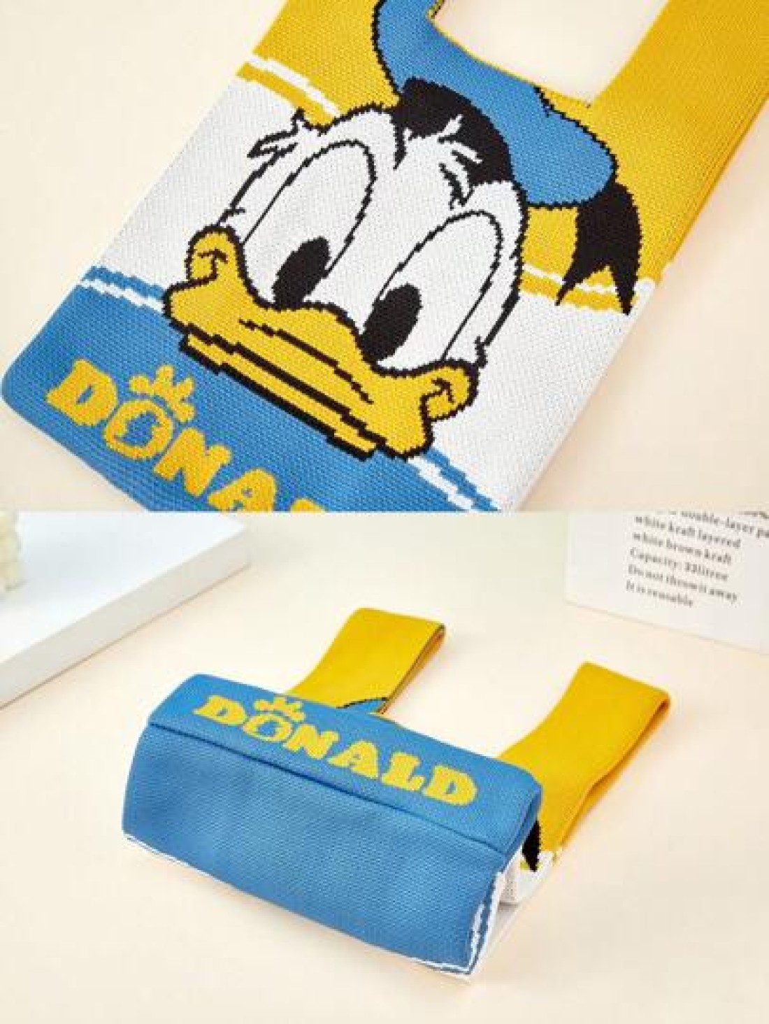 Disney Disney New Small Cartoon Knit Handbag Kids Convenient Tote Bag Cute Stitch Donald Duck Mickey Minnie Student Fashionable Lightweight Handbag