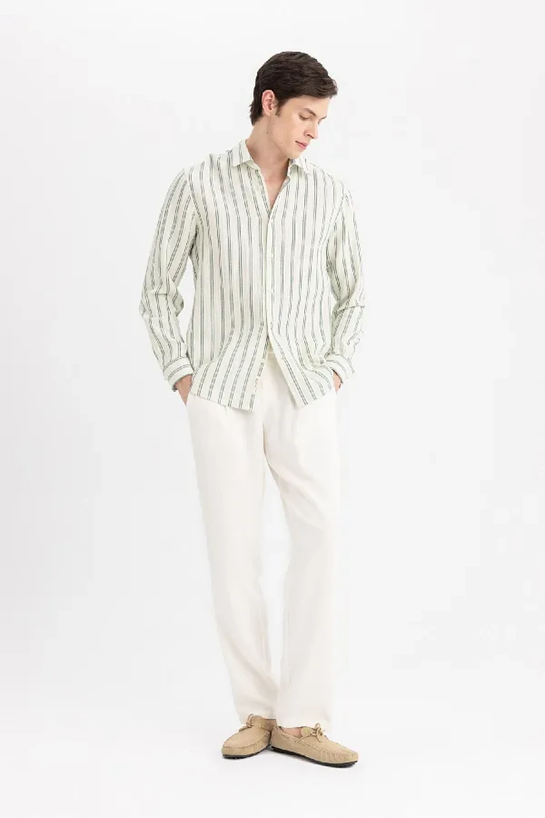 Defacto Viscose Trousers Regular Fit Straight Leg Pocket B4867Ax24Sp