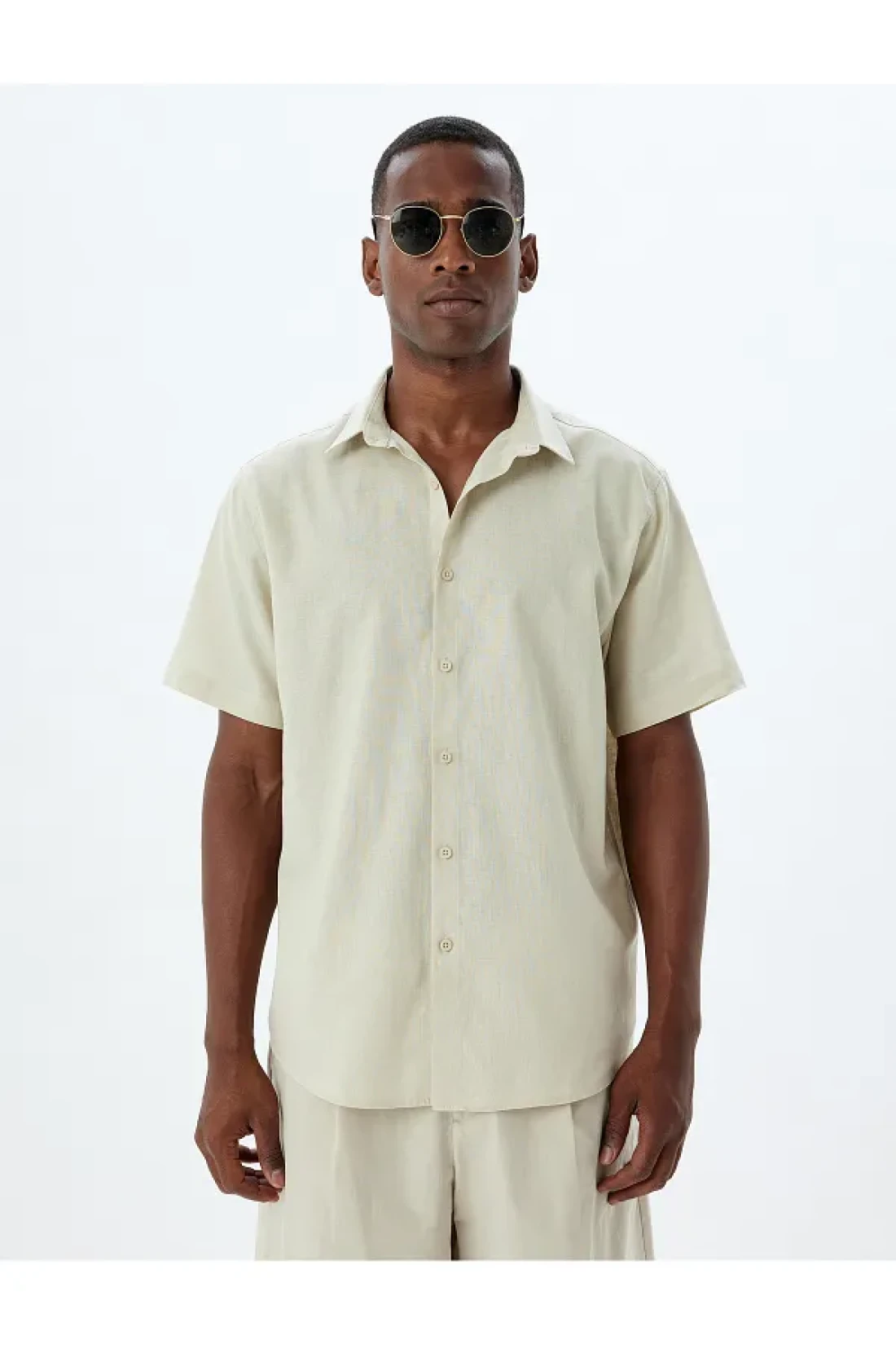 Koton Basic Short Sleeve Linen Blended Shirt