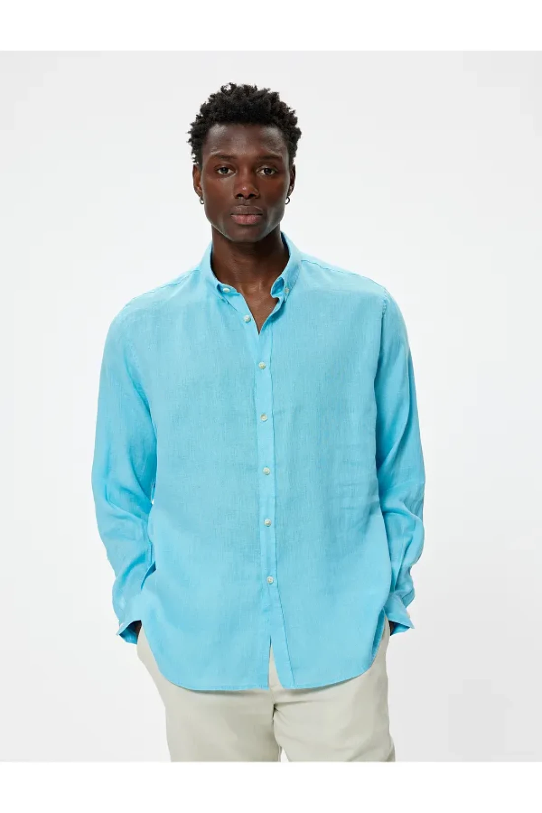 Koton Long Sleeve Linen Shirt - Classic Collar and Buttons