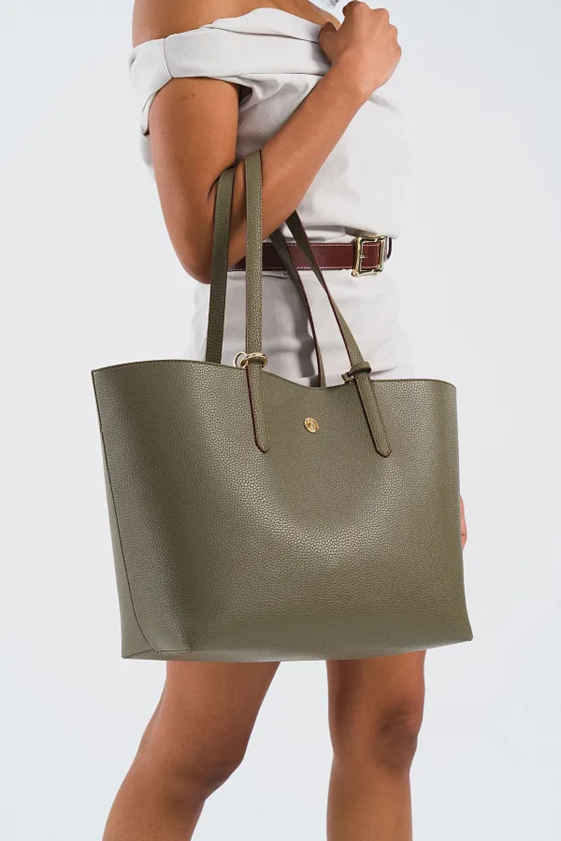 U.S. Polo Assn. حقيبة كتف نسائية كاكي Us25197