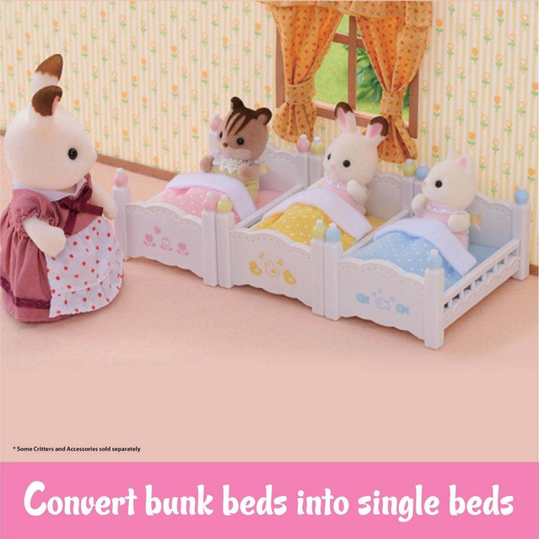 Calico Critters Triple Baby Bunk Beds Dollhouse Furniture Set for Ages 3