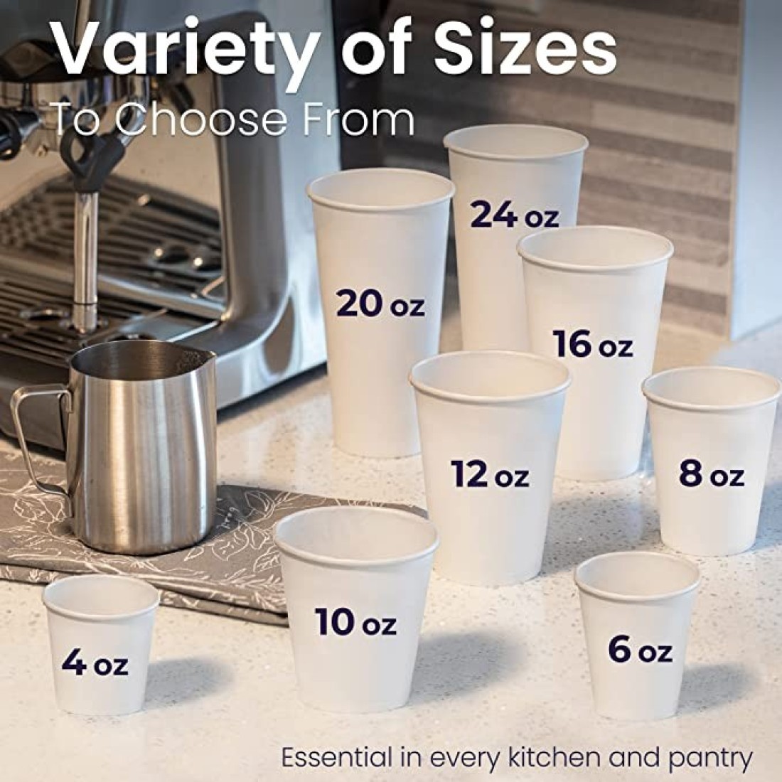 Yesocea 8 Oz. White Paper Cups Serve Your Drinks With Convenience And Style Disposable Hot Chocolate, Cocoa, Water, Coffee Cup [50 Cups]