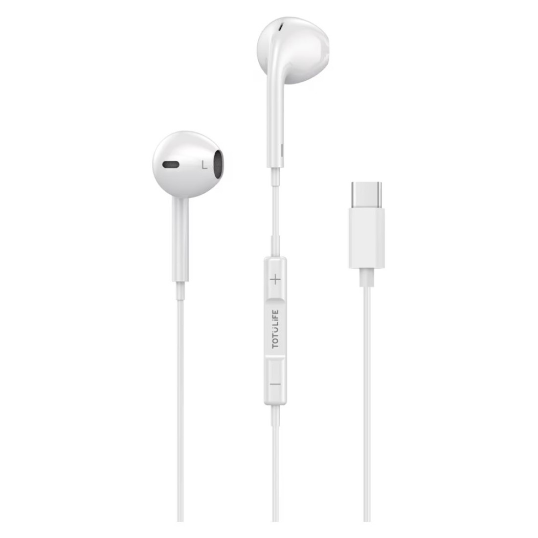 TotuLife Fame Series Stereo Wired In-Ear Earphones With USB-C Charging Cable And Microphone White