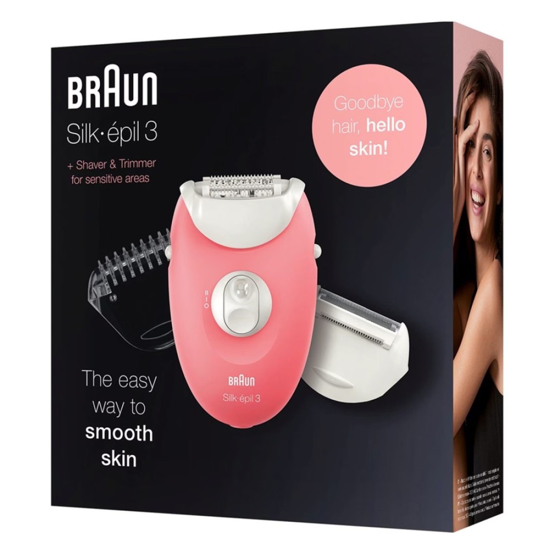 Braun Silk Epil 3 Epilator With Body Shaver Head And Trimmer Cap SE 3440 Multicolour