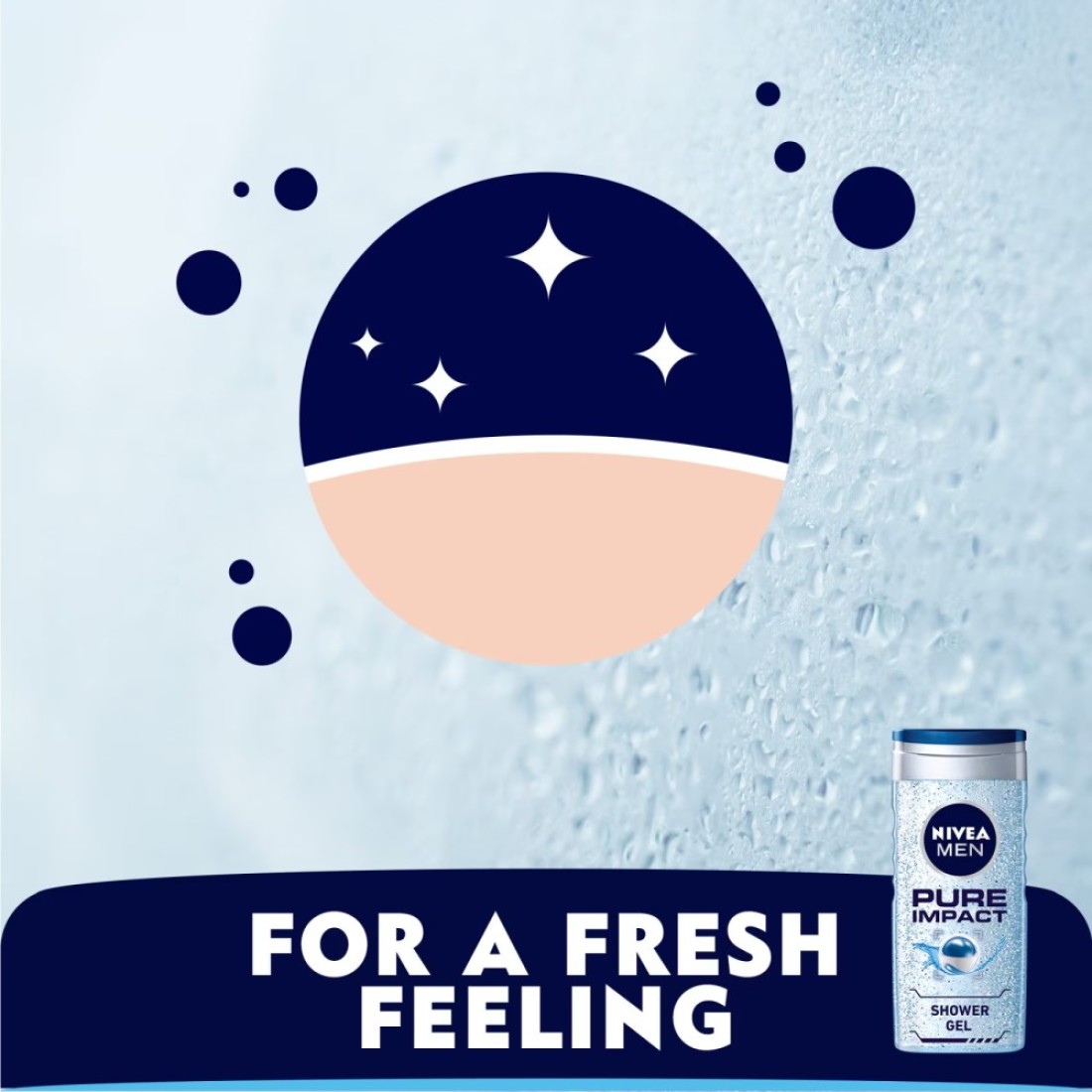 NIVEA MEN 3in1 Shower Gel Pure Impact Fresh Scent 250ml Pack of 3