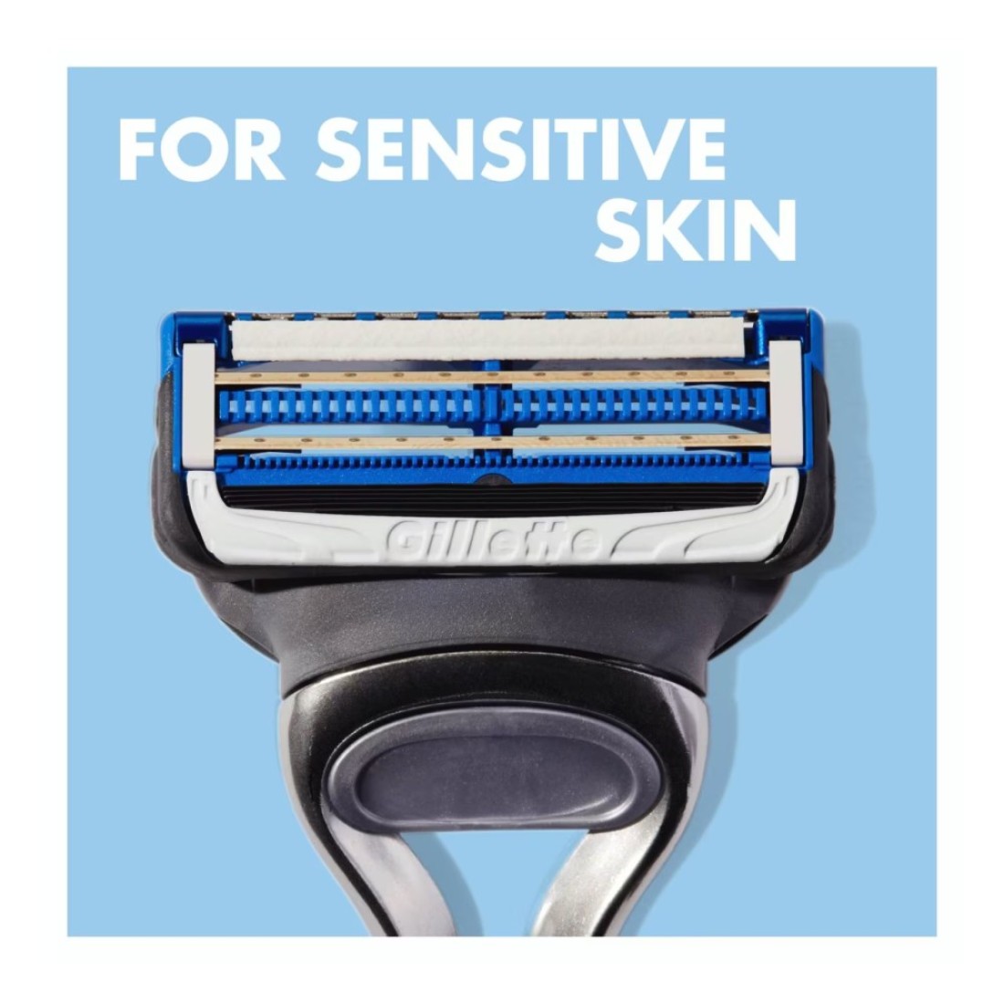 Gillette Skinguard Sensitive Razor Handle With 2 Blades Silver 3 PCS