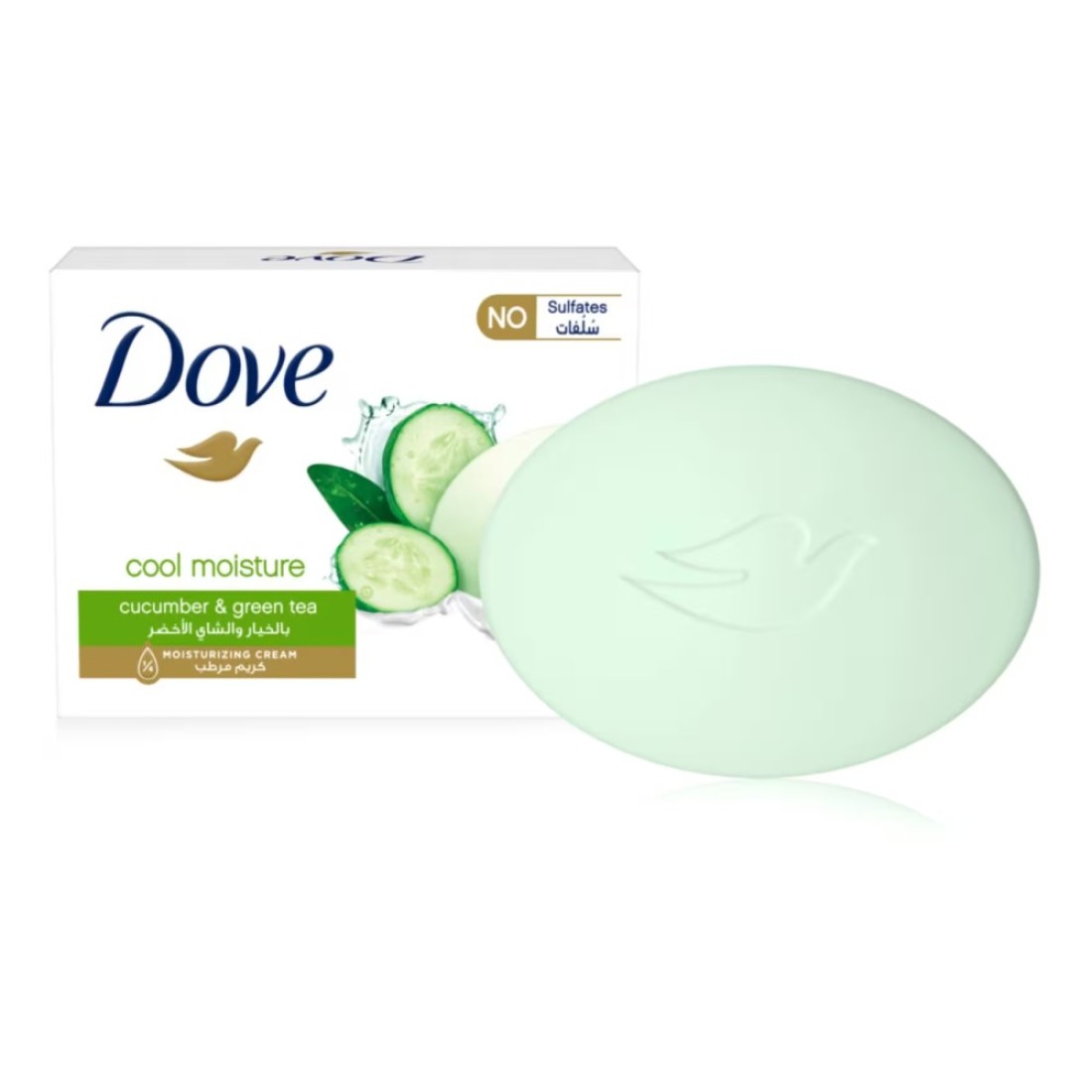 Dove Cool Moisture Moisturising Beauty Cream Soap Bar Cucumber &amp; Green Tea Scent With &frac14; Moisturising Cream 160g