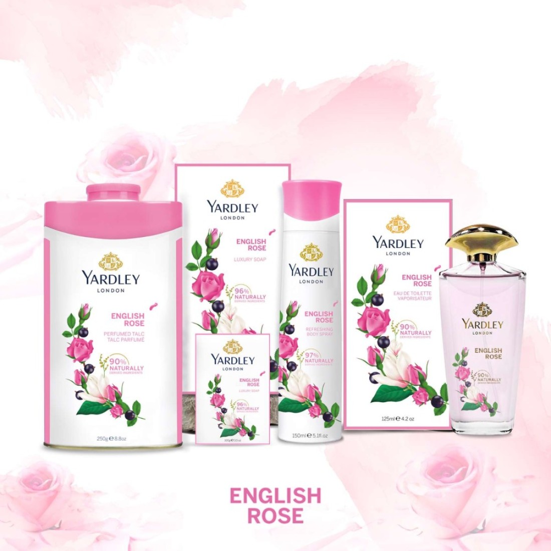 Yardley London English Rose Perfumed Talcum Powder White 125g