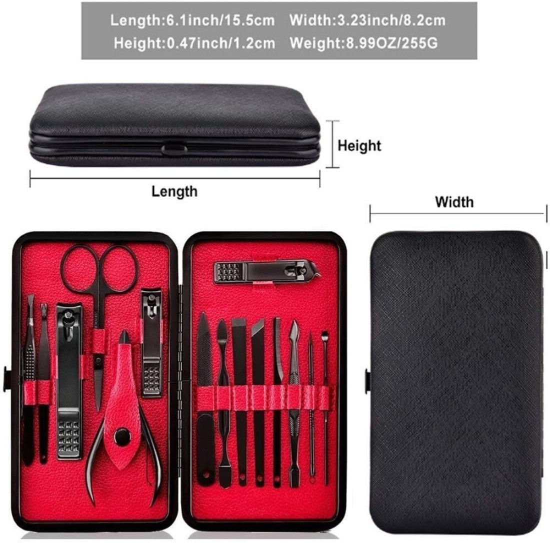 Nail Clipper Set 15 In 1 Nail File Swing Out Nail Cleaner File Popular Gifts For Men & Women Best Nail Care For Manicure Pedicure Home & Travel Manicure Set Red, Black, 11 X 7 X 2 Cm