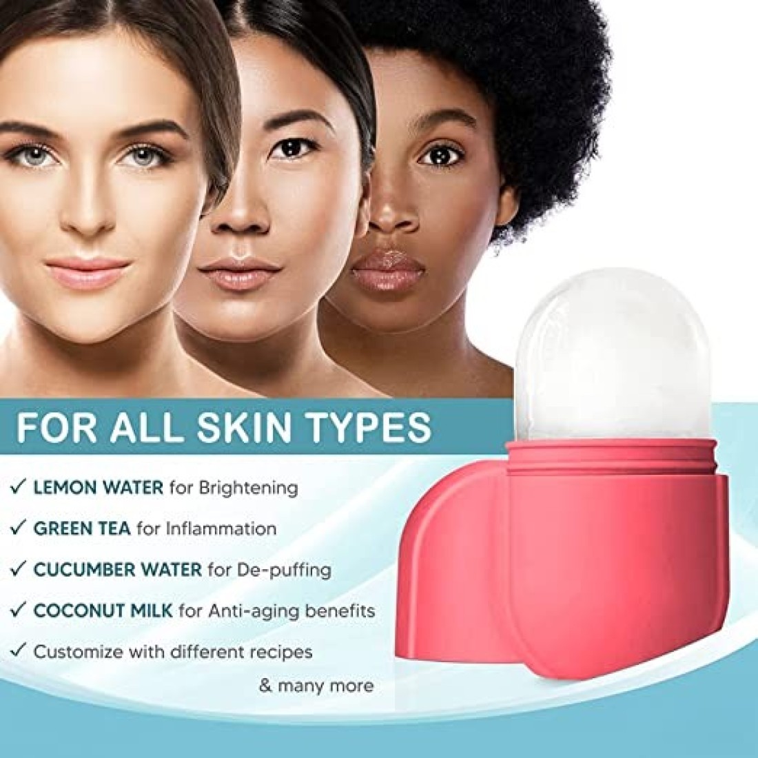 Ice Roller for Face and Body, Ice Mold for Facial Beauty, Tighten & Tone Skin & De-Puff Eye,Remove Fine Lines,Reusable Face and Eyes Massage, Ice Mold Tool for Face Beauty Gift for Women (mix colour)