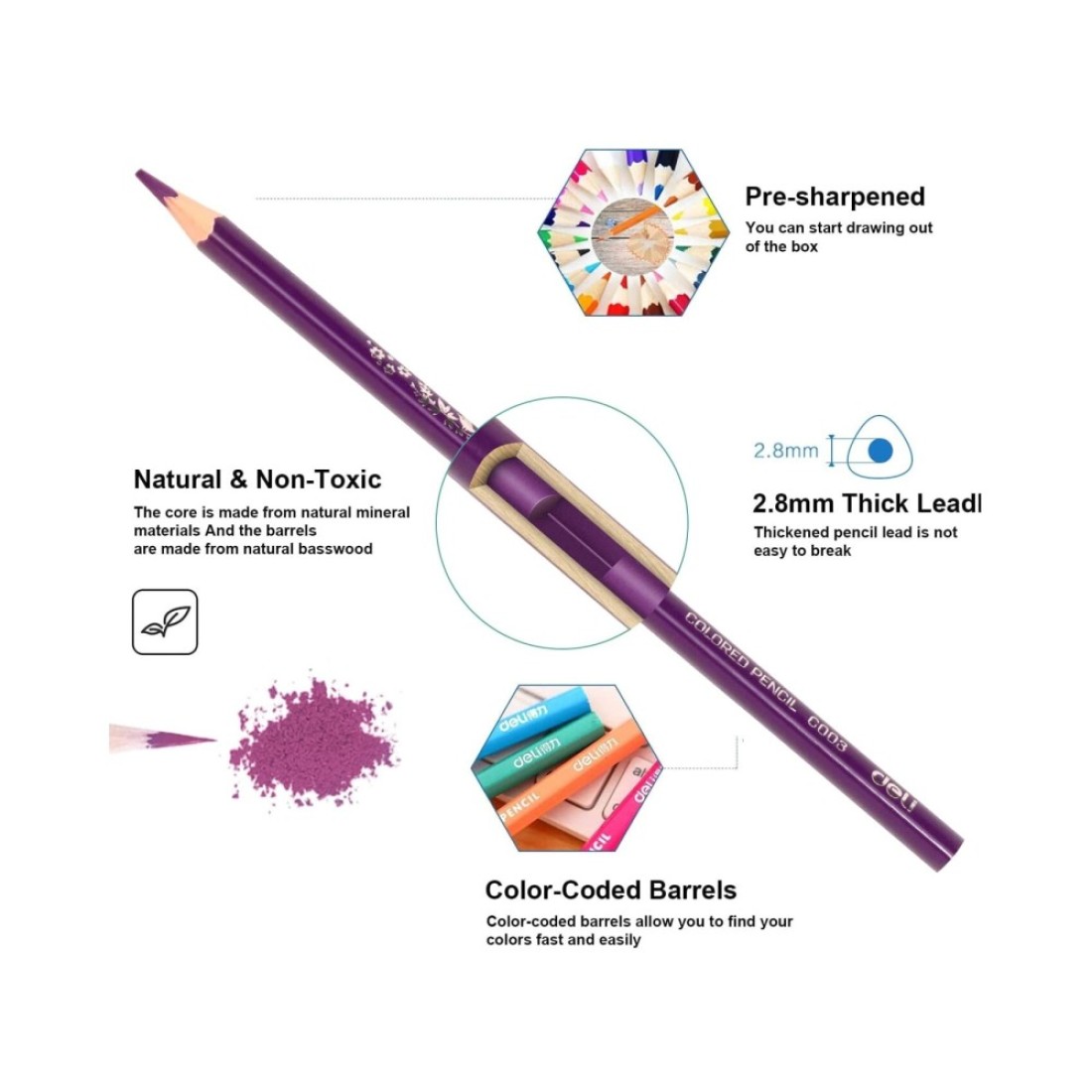Deli ColoRun Coloured Pencil in Tube 24 PCS