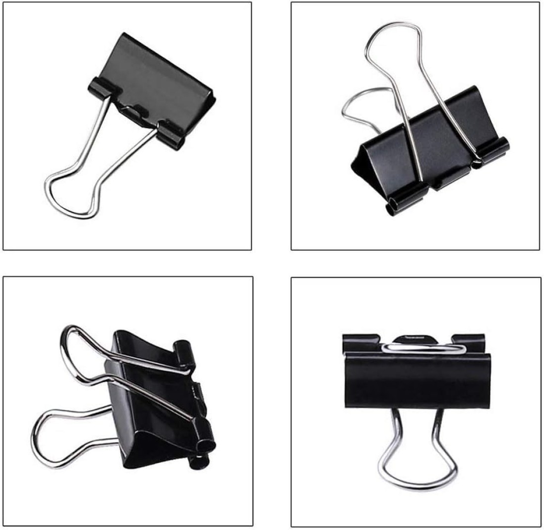 Fitto Binder Clips - Heavy Duty Metal Clamps for Organizing Papers, Files, Office Supplies, and Schoolwork - Durable, Reusable, Ideal for Home, Office, and Classroom Use (12Pcs 25mm, Black)