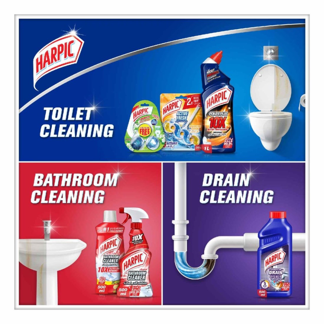 Harpic Power Plus 10x Lavender Toilet Cleaner 750ml Pack of 2
