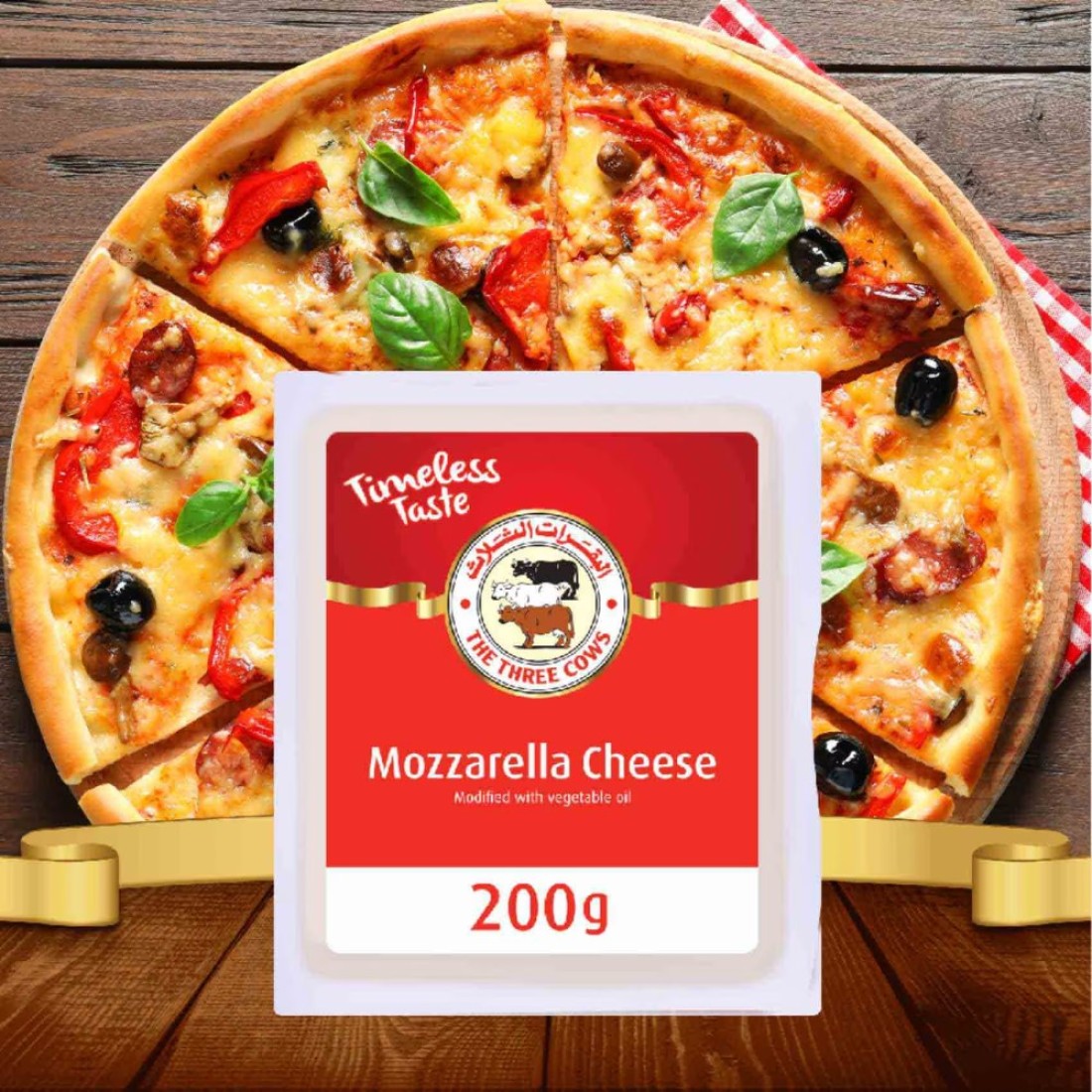 The Three Cows Mozzarella Cheese Block, 200g