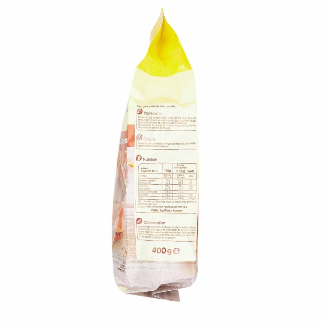 Carrefour Extra Whole Wheat Toasted Buns 400g