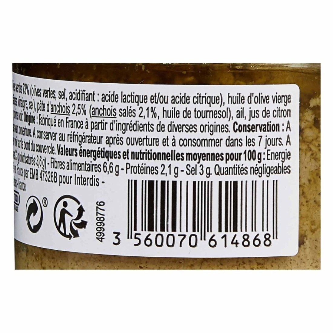 Carrefour Extra Green Olive Paste 100g