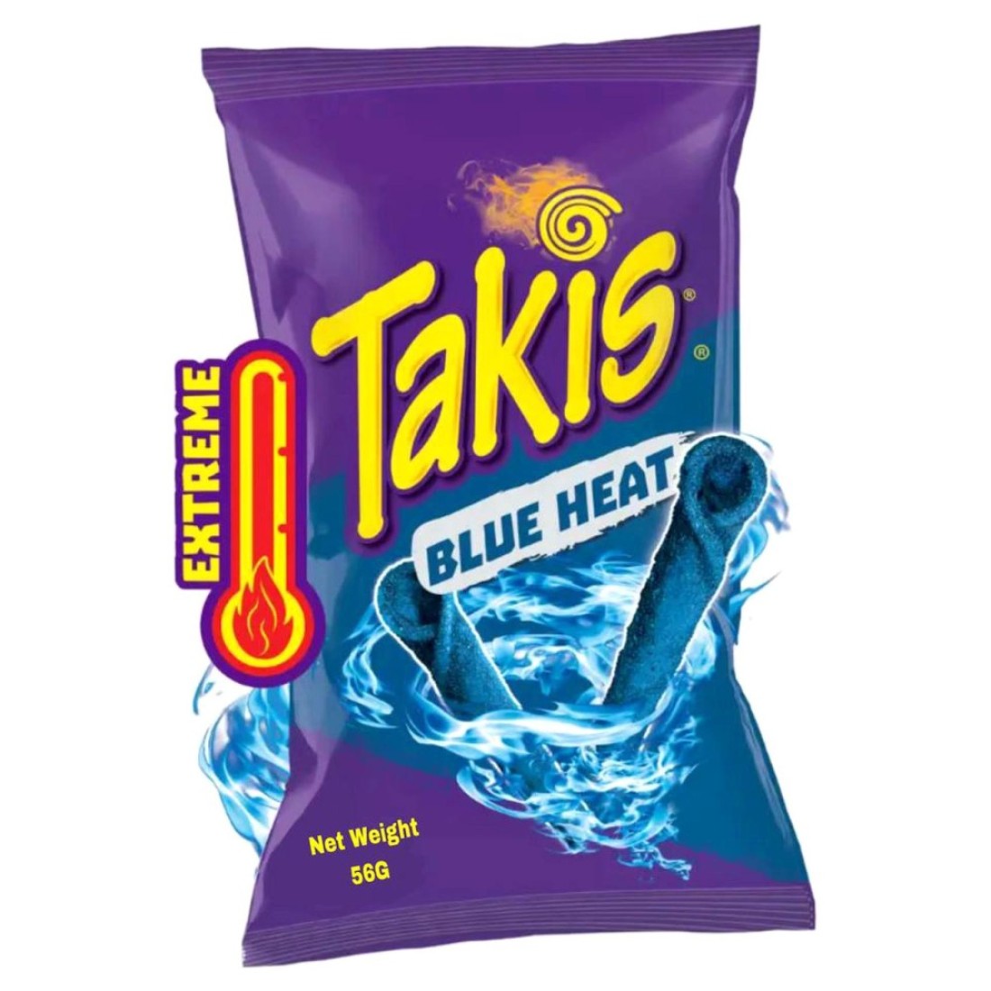 Takis Blue Heat Waves Hot Chili Pepper Flavoured Tortilla Chips, 56g
