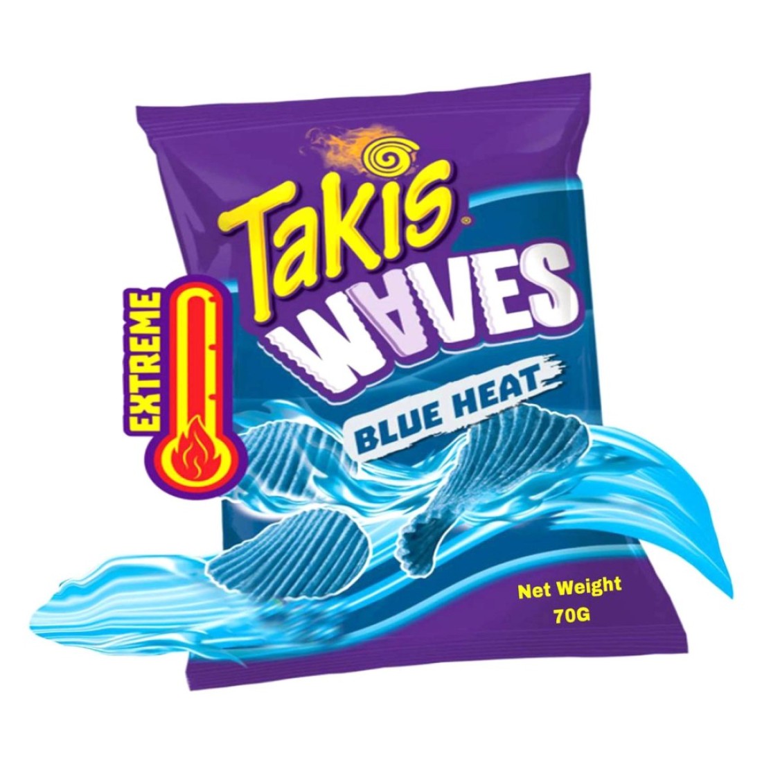 Takis Blue Heat Waves Hot Chili Pepper Flavoured Wavy Potato Chips, 70g