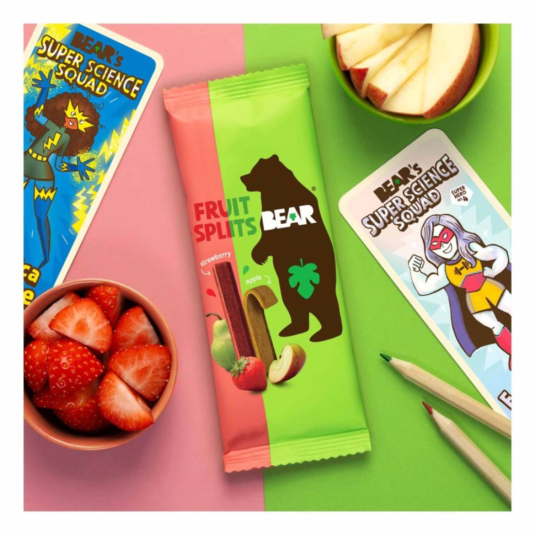 Bear Strawberry and Apple Flavour Fruit Splits Snack, 20g Pack of 5