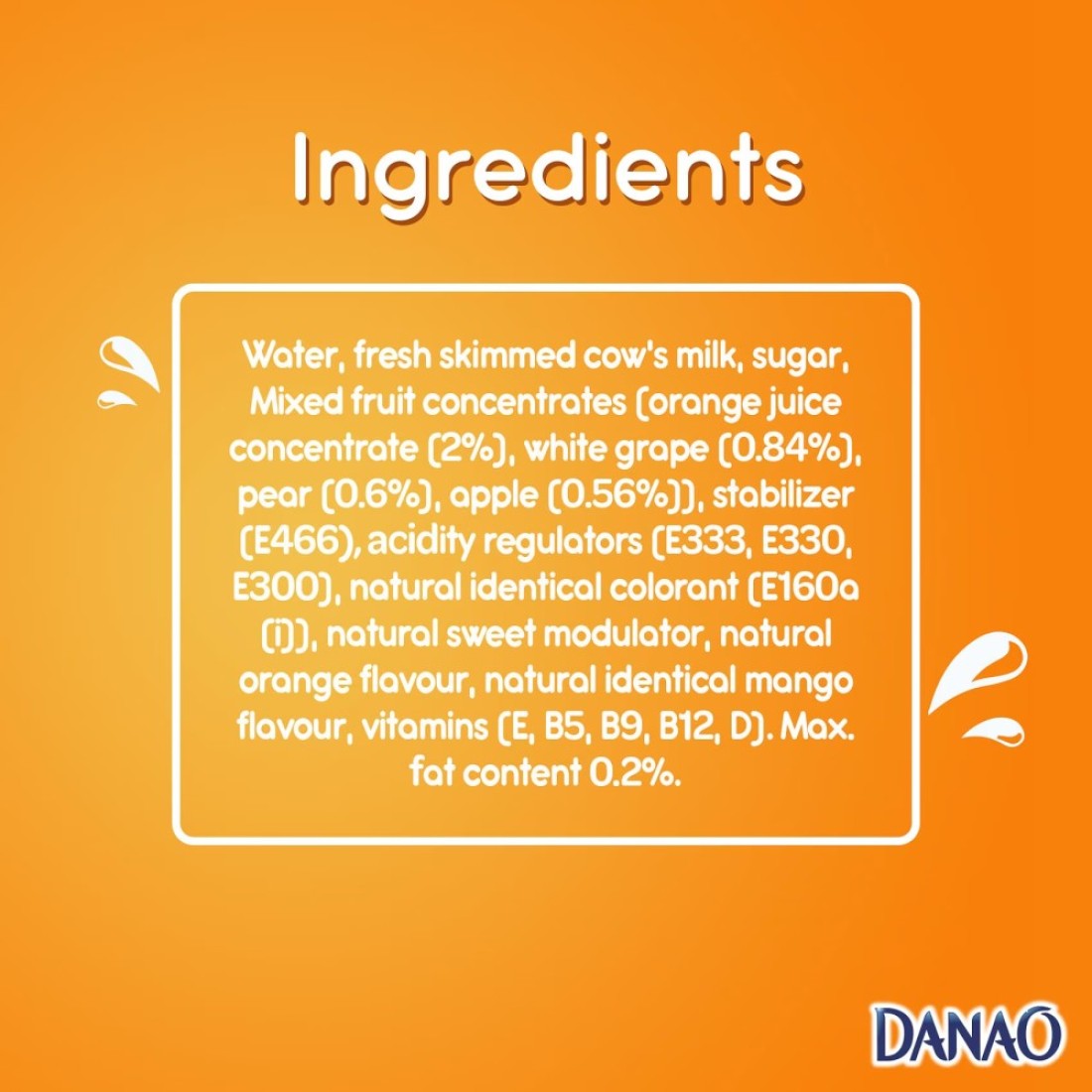 Danao 5 Vitamins Juice Drink With Milk 180ml Pack of 6