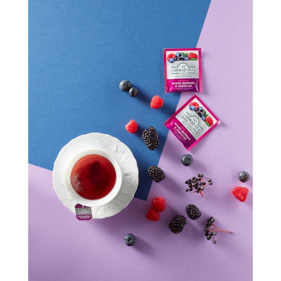 Ahmad Tea Fruit and Herb Infusion Mixed Berries and Hibiscus Flavoured Tea Bags 20 Tea Bags