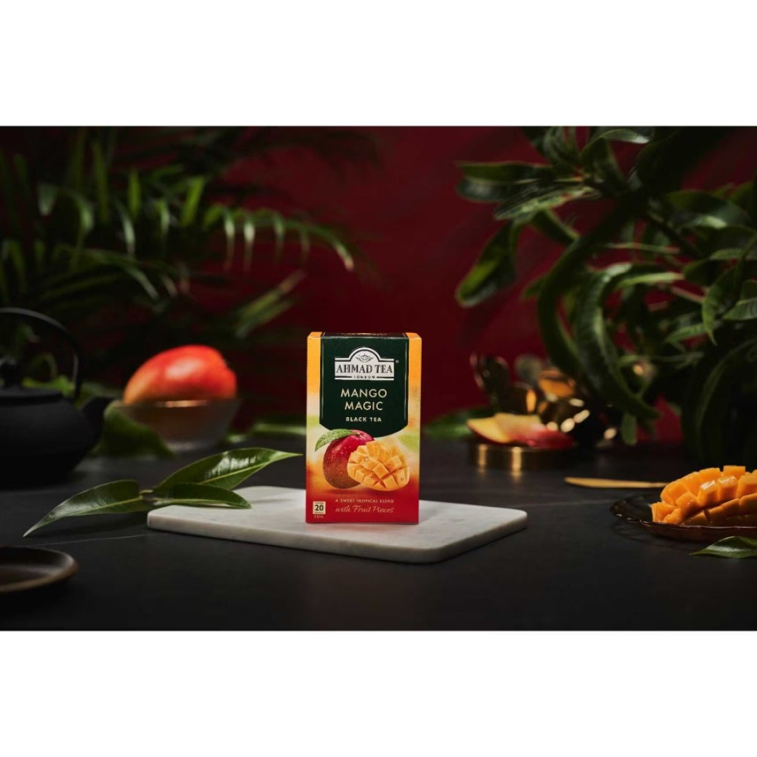 Ahmad Tea Mango Magic Flavoured Black Tea with Fruit Pieces Tea Bags 20 Tea Bags