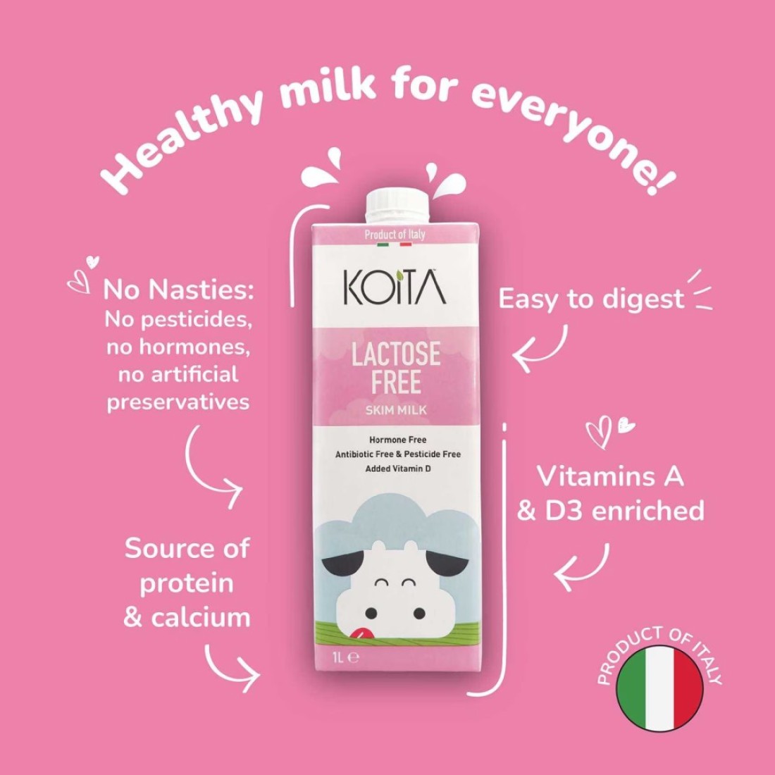 Koita Lactose Skim Milk Vitamin A and D3 added 1L