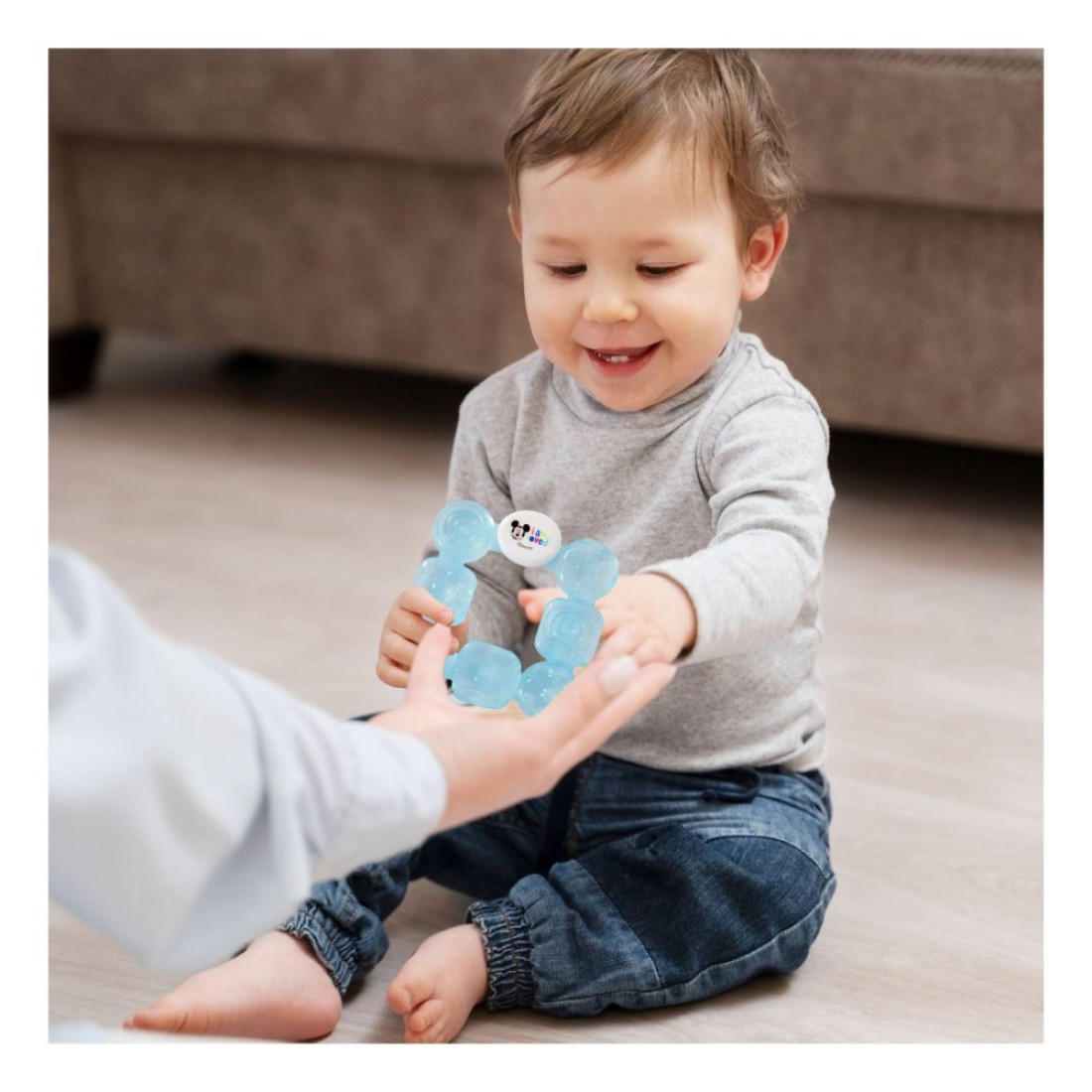 Mickey Printed Teether Blue TRHA29064 10x10cm