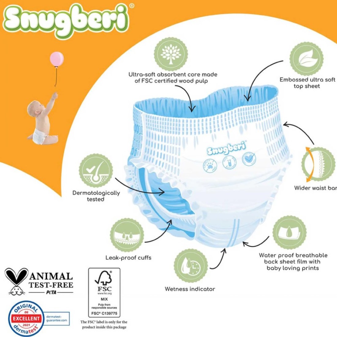 Snugberi Diaper Pants Extra Large Size 5 Up to 11-18kg 22 Pants