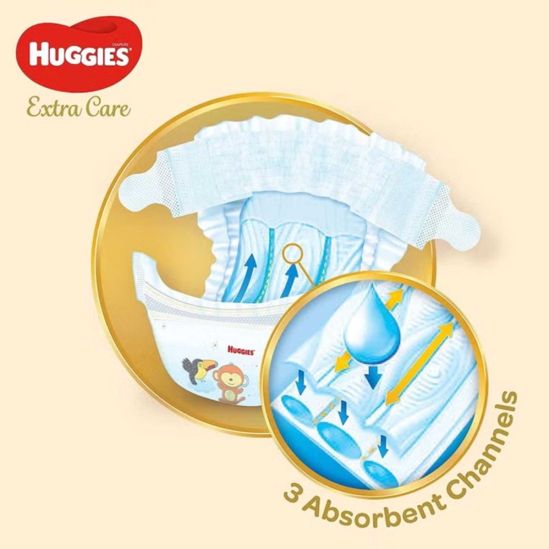 Huggies Extra Care Baby Diapers, Size 4, 8-14Kg, 40 Diapers Pack of 2