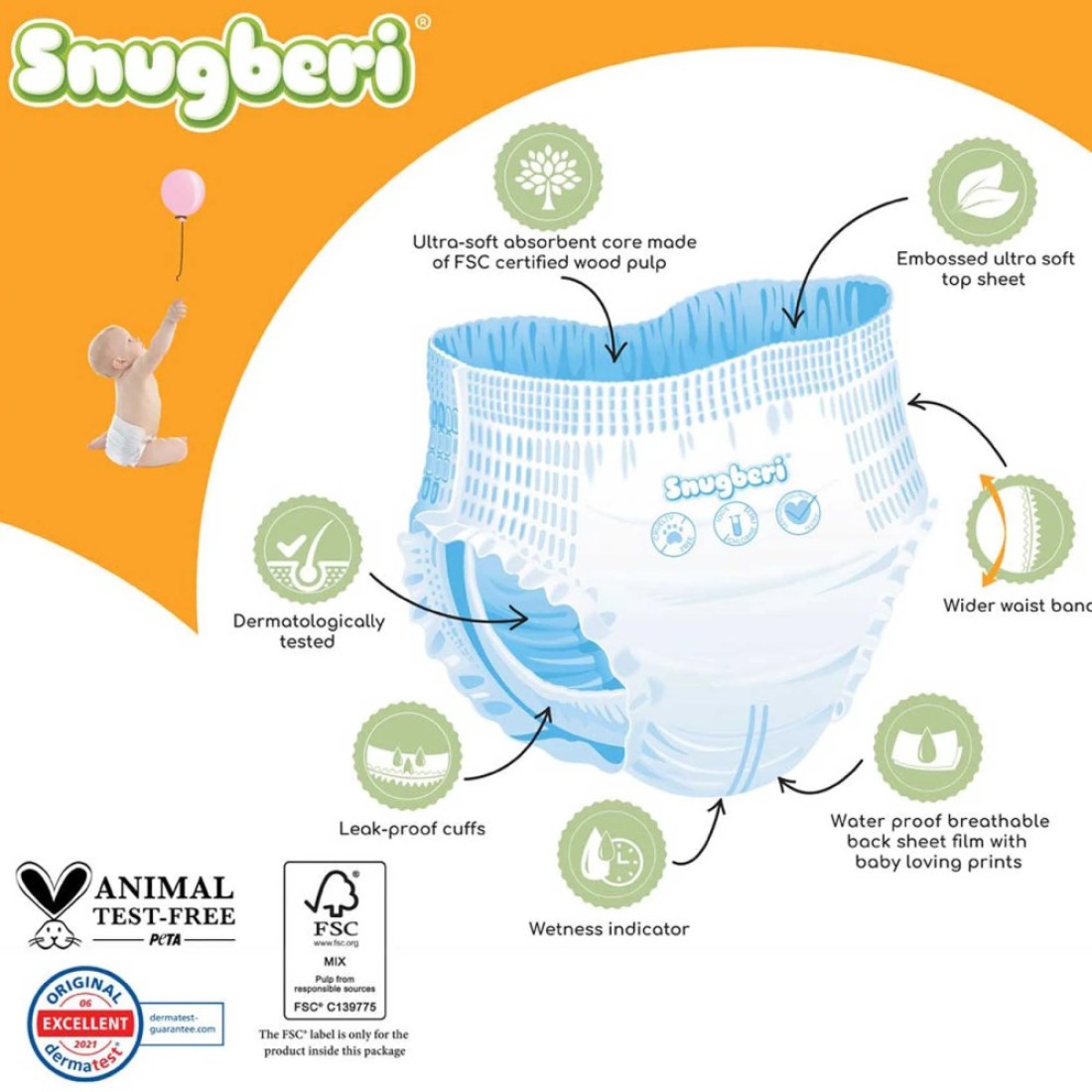 Snugberi Diaper Pants Extra Large Size 5 Up to 11-18kg 22 Pants