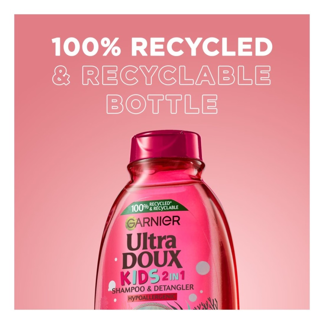 Garnier Ultra Doux Cherry Soft Almond Kids 2-In-1 Shampoo And Detangler Pink 400ml