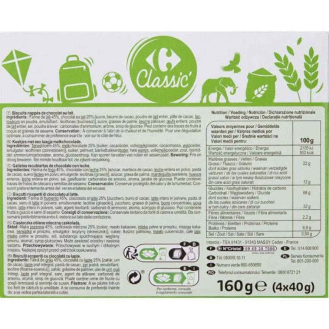 Carrefour Classic Mini Zoo Chocolate Biscuits 160g