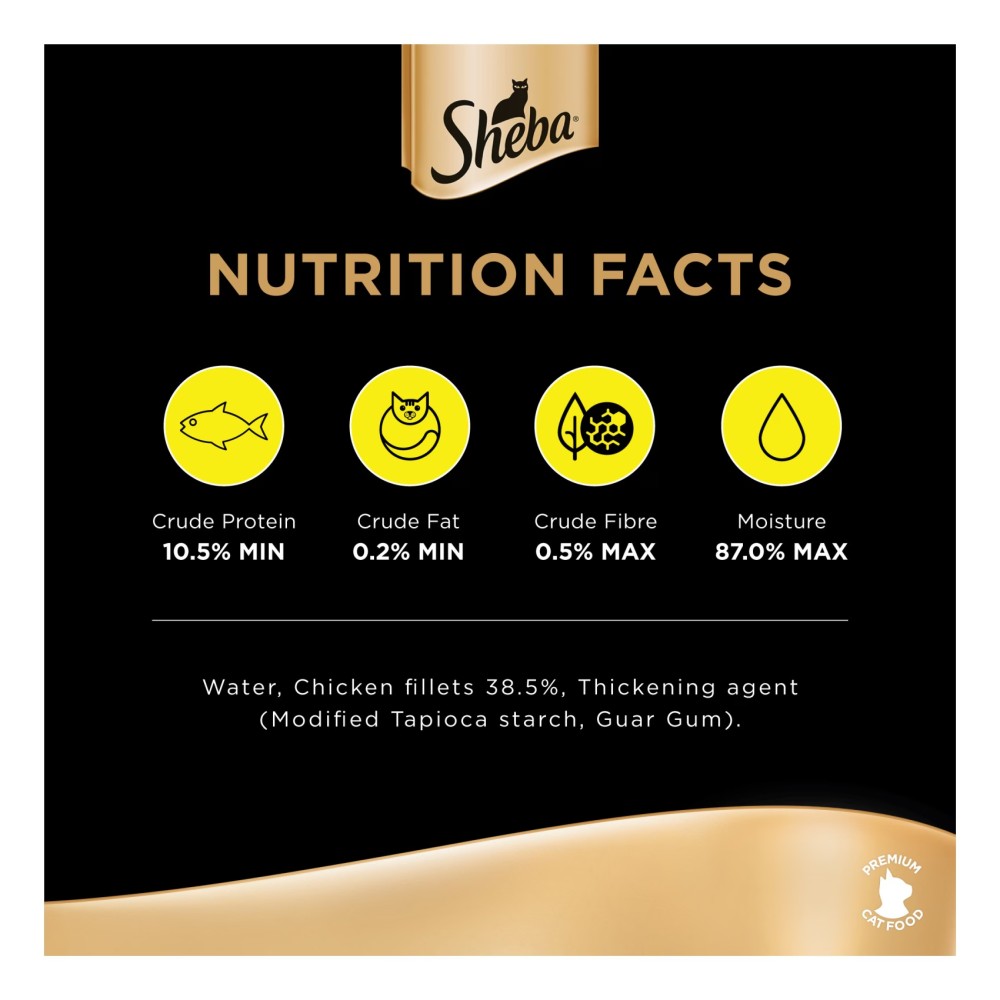 Sheba Filets with Natural Shredded Chicken Flavour in Gravy Wet Food for Cat, 60g