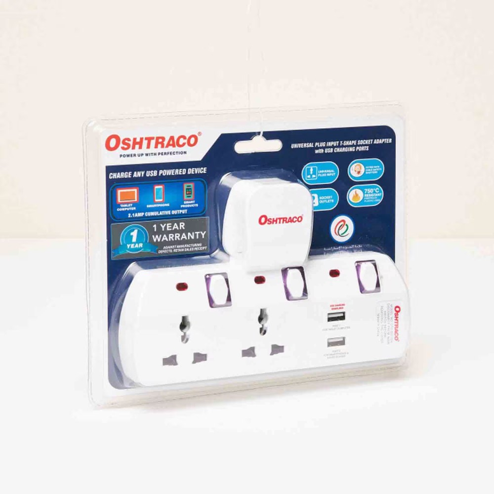 Oshtraco 2-Way Universal Wall Terminal Socket With Switch