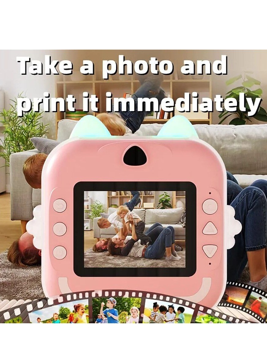 Yeasha,Kids Rechargeable Camera Instant Print ,Mini Photo Printing Camera for Kids,1080P Digital Camera, 2.4 LCD Screen,32G SD Card,High Definition,ABS Body