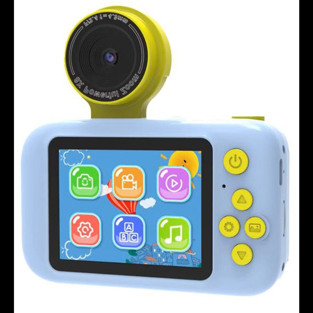 Porodo Lifestyle Kids Flip Digital Camera with Tripod Stand, 12MP (Extrapolated 48MP), 1080P Video, 2.4&quot; Widescreen, 180&deg; Flip Lens, 5 Color Filters, 4 Hours Battery Life, Blue

