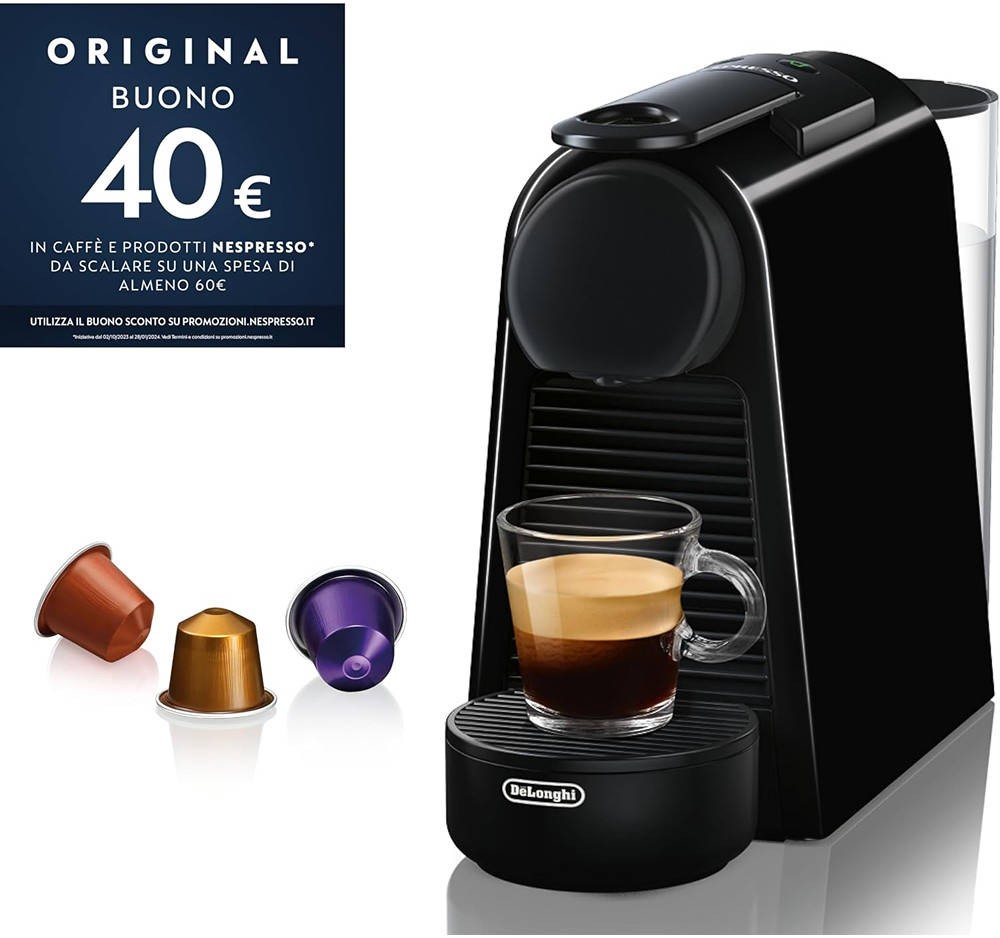 De'Longhi Nespresso Essenza Mini Coffee Machine, ‎0.6 Liters Water Tank Capacity, 1370 Watts, Removable Tank, Ultra-Compact Design, Automatic Shut-Off, Plastic, Black EN85.B