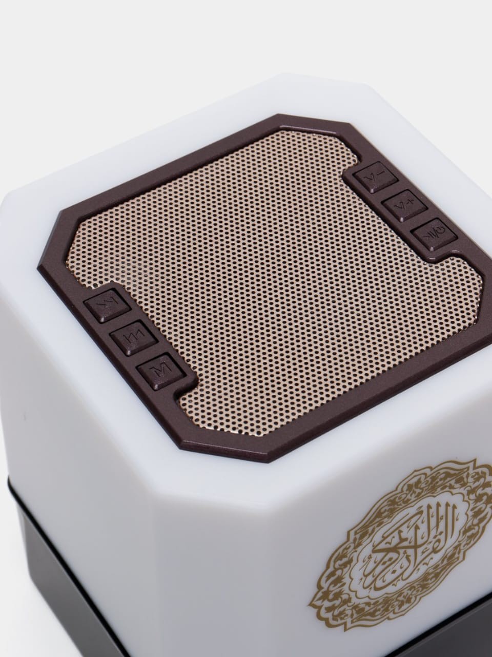 Quran Speaker with Remote &amp; App Control, Dimmable 7-Color Changing Azan Bluetooth Speaker, 16 Language Support, MP3 Music, Night Light, and Alarm Clock